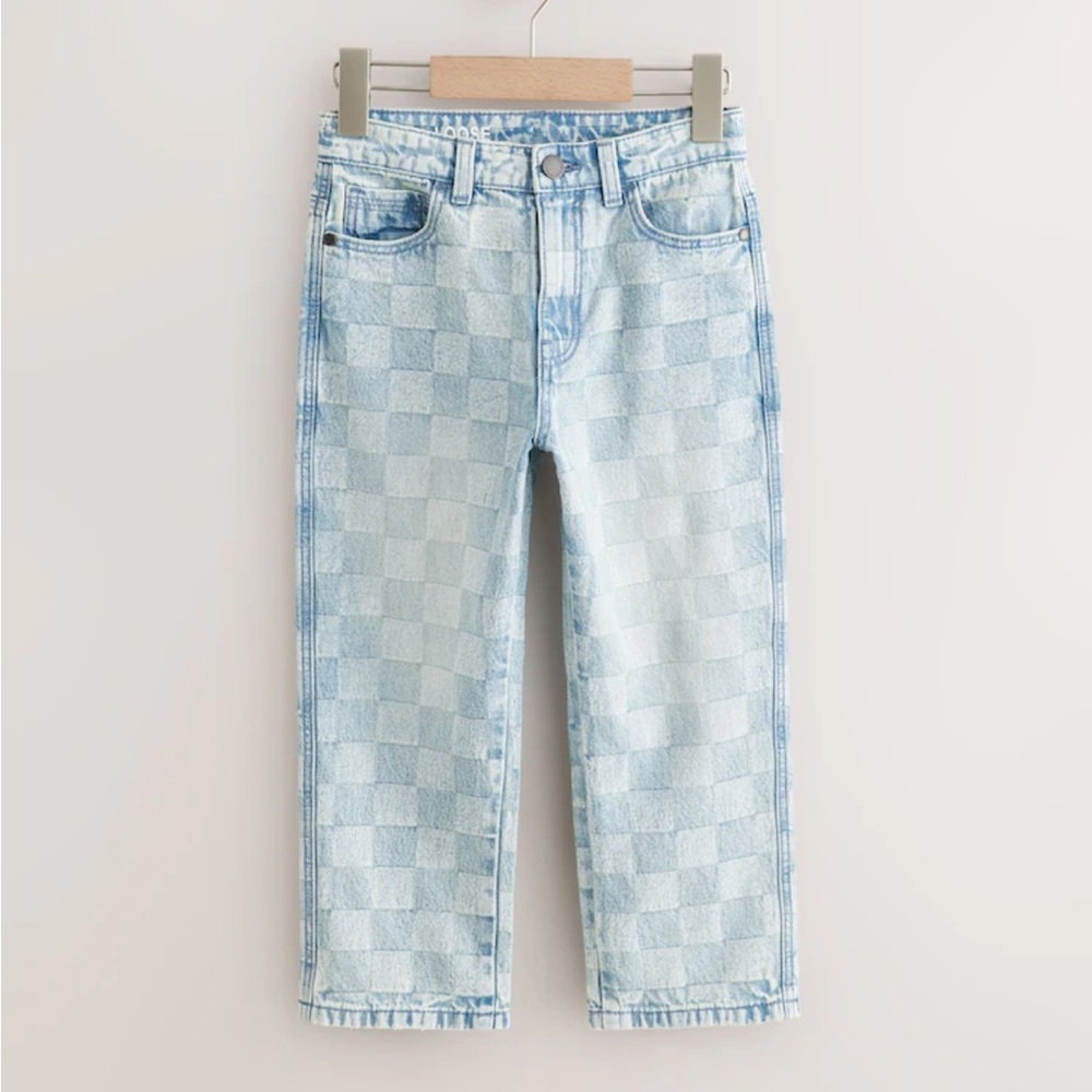 NEXT Checkerboard Loose Denim Jeans